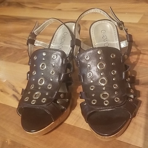 Chadwicks Dark Brown Open Toe Heels Size 8 - Picture 1 of 9